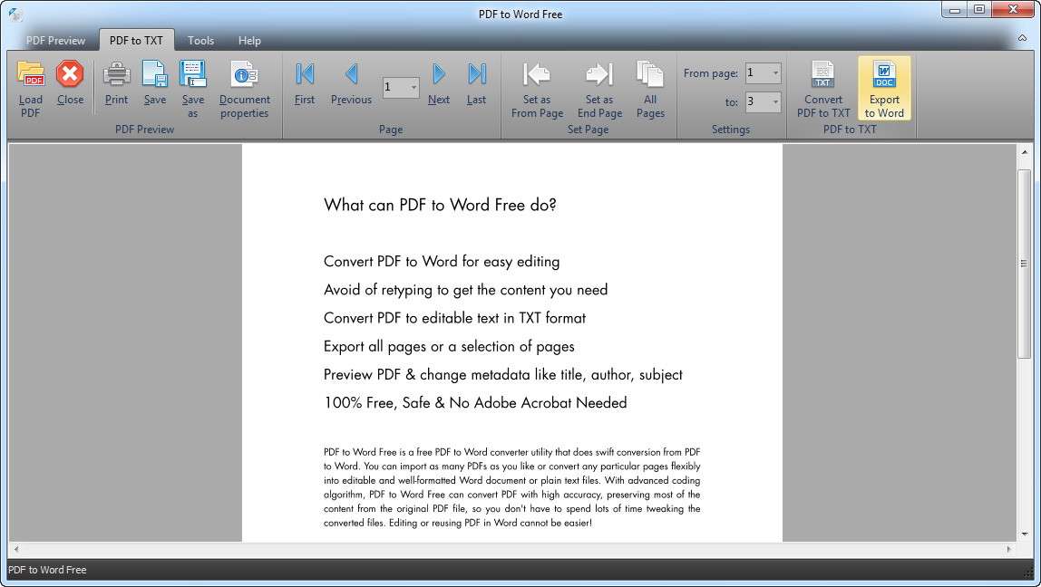 PDF to Word Free screenshot