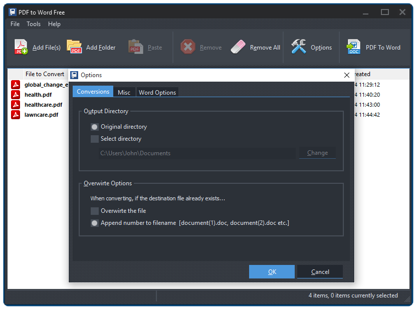 Choose Output Folder
